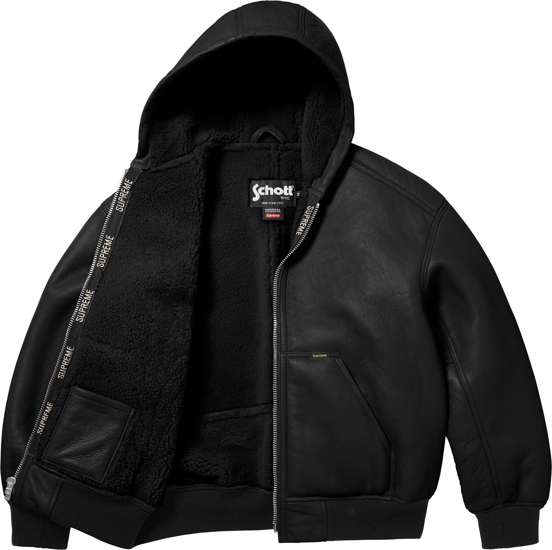Supreme®/Schott® Shearling Hooded Work Jacket view 2